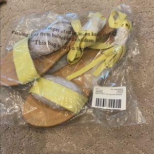 yellow tie up leg sandals NWT size 6